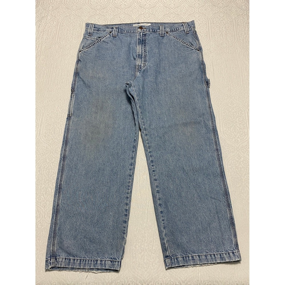 Levi Strauss Signature Carpenter‎ Jeans Light Wash Denim Mens Size 40x29 - Picture 3 of 9